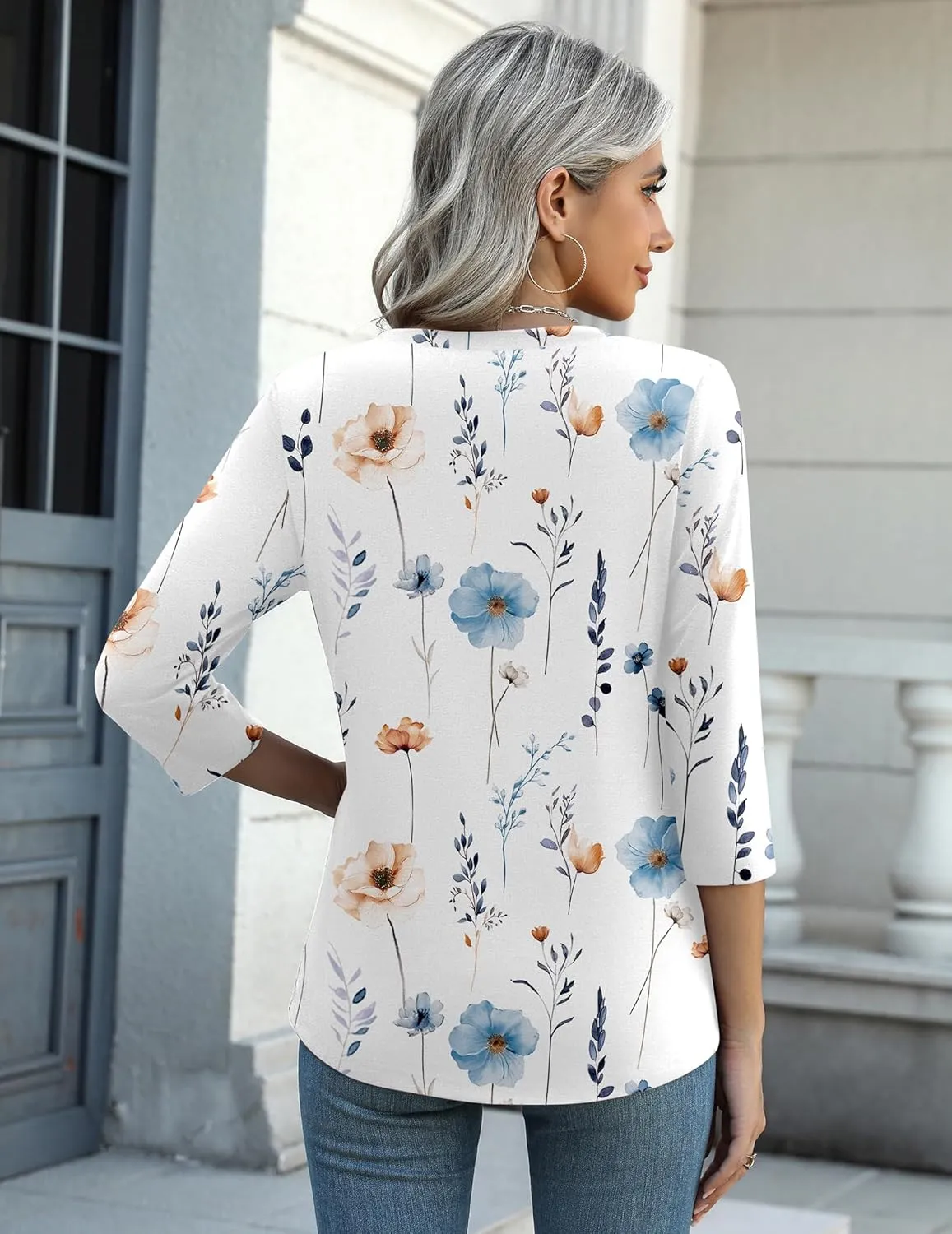 Zeagoo Women's Casual 3/4 Sleeve T-Shirts Round Neck Cute Tunic Tops Basic Tees Blouses Business Work Tee Top