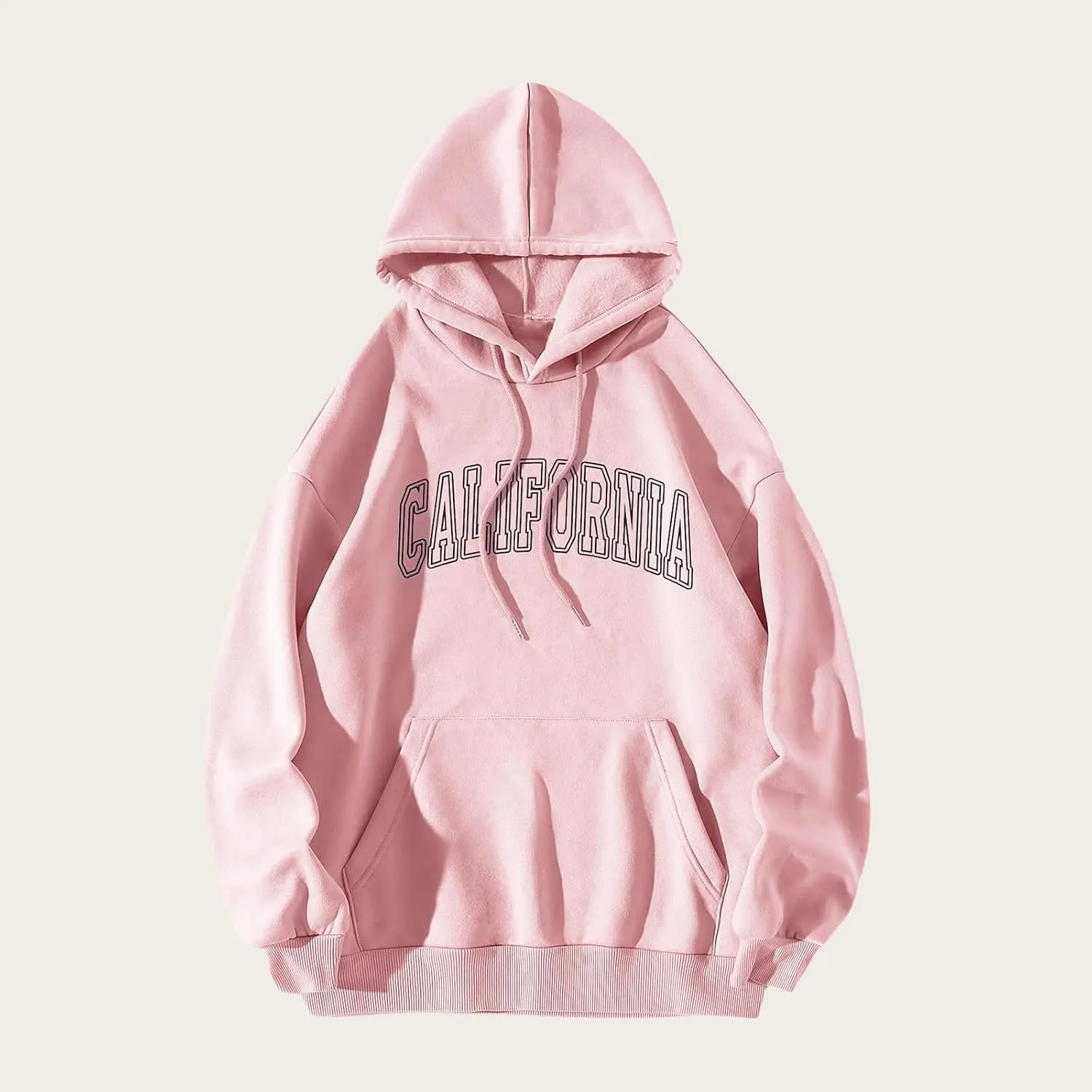 ZWRXW Women's Oversized Hoodies Letter Graphic Print Long Sleeve Sweatshirts Fall Casual Drawstring Pullover Tops with Pocket