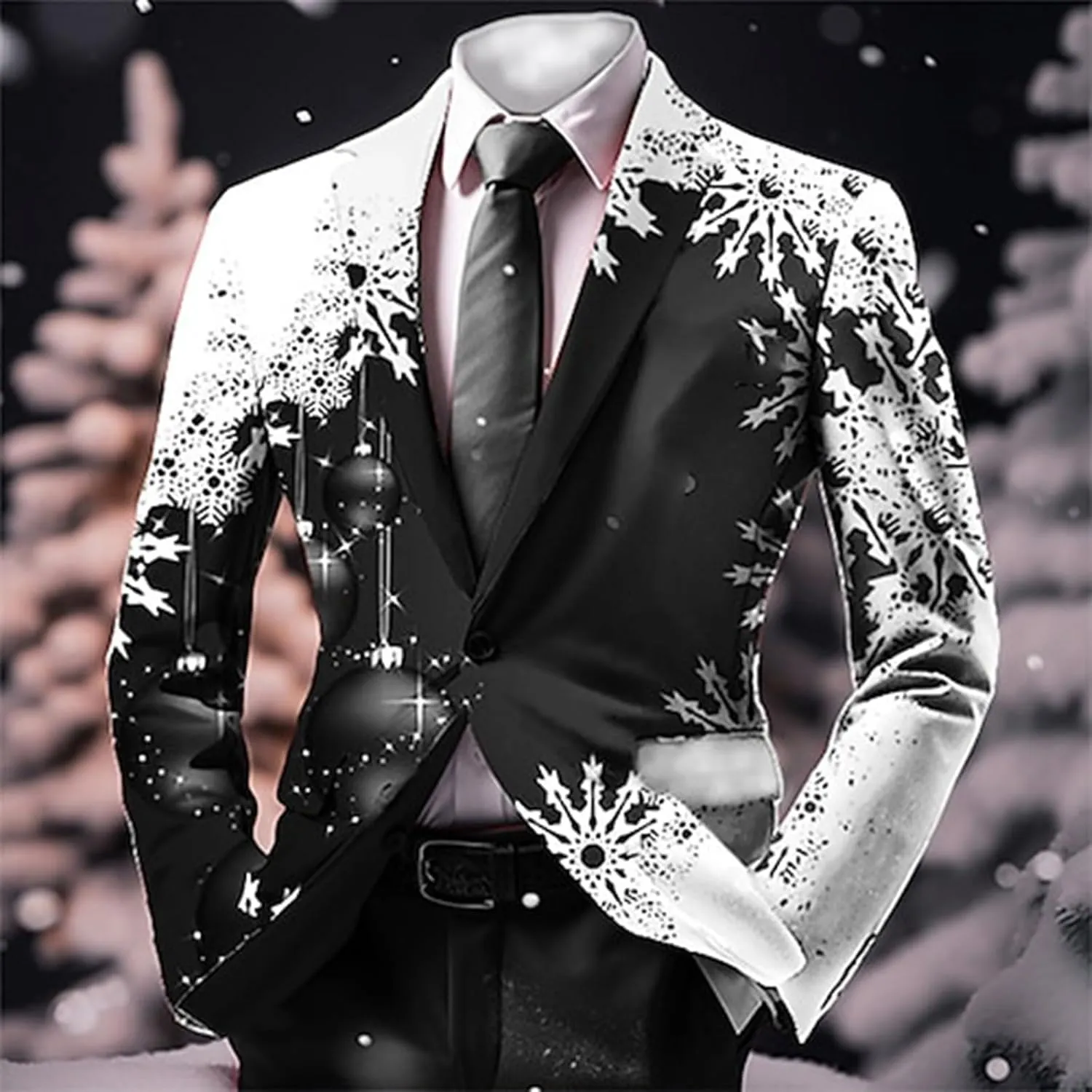 ZYXTIM Mens Floral Tuxedo Jacket Paisley Shawl Lapel Sequin Blazer Suit Dinner Party Prom Wedding Tuxedo Coat Suit Jacket